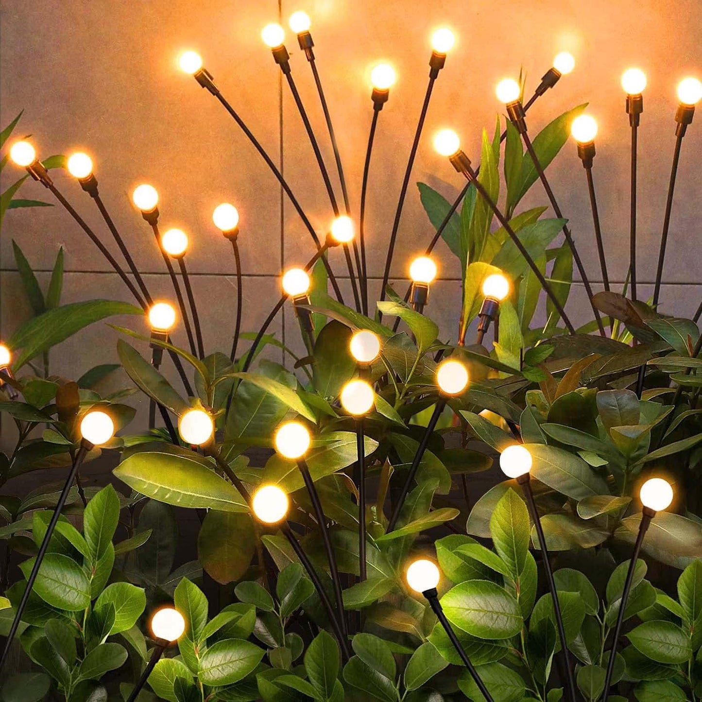 8/10 LED Solar Garden Lights Metal+Plastic Outdoor Solar Powered Firefly Shape Lights H 27"