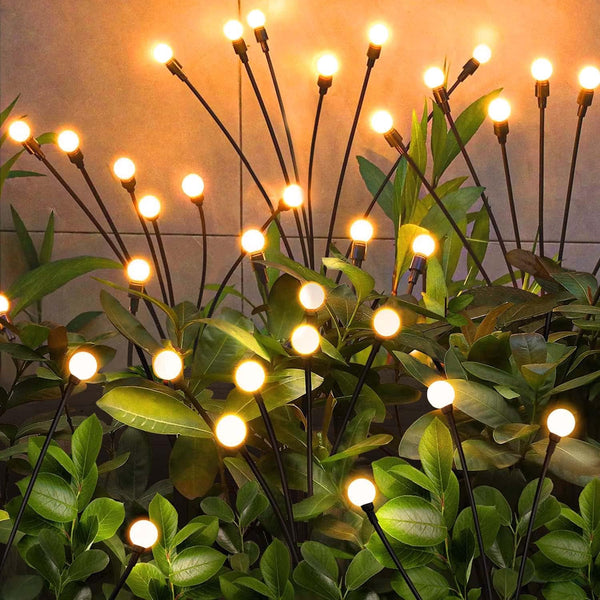 8/10 LED Solar Garden Lights Metal+Plastic Outdoor Solar Powered Firefly Shape Lights H 27