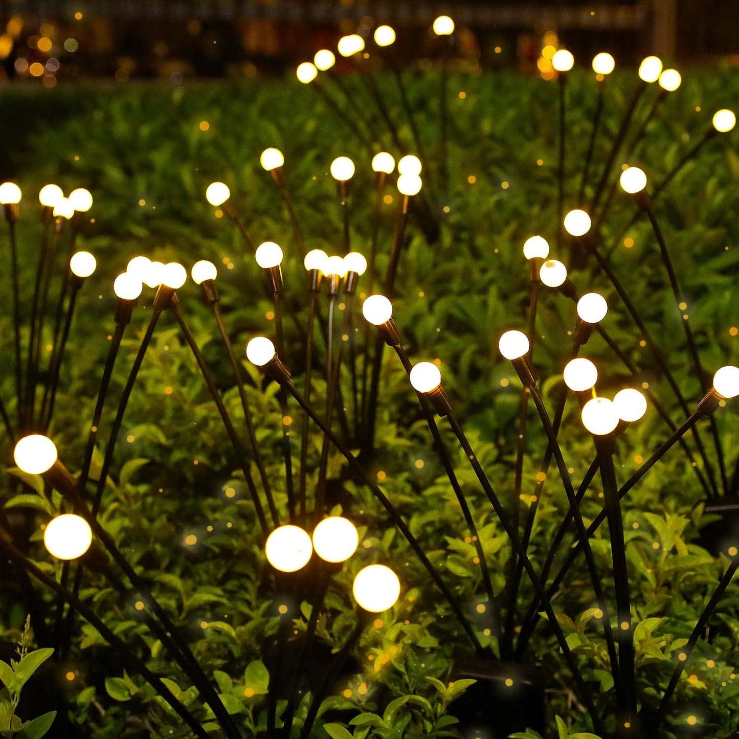 8/10 LED Solar Garden Lights Metal+Plastic Outdoor Solar Powered Firefly Shape Lights H 27"