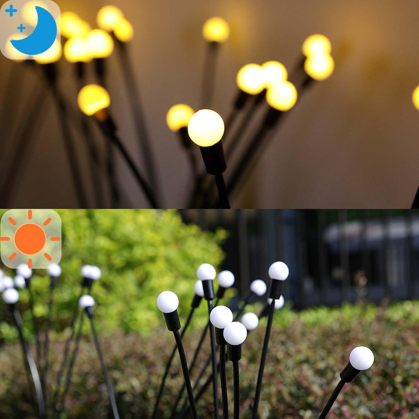 8/10 LED Solar Garden Lights Metal+Plastic Outdoor Solar Powered Firefly Shape Lights H 27"