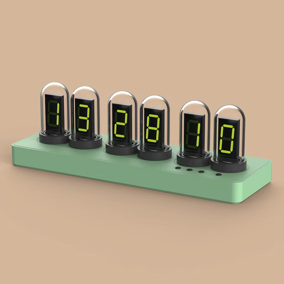 Nixie Tube Clock Glow Tube Clock IPS Color Screen Digital Clock with 6 Sets of Alarm Clocks, 7 Modes, 12 Customized Pictures, Web Control