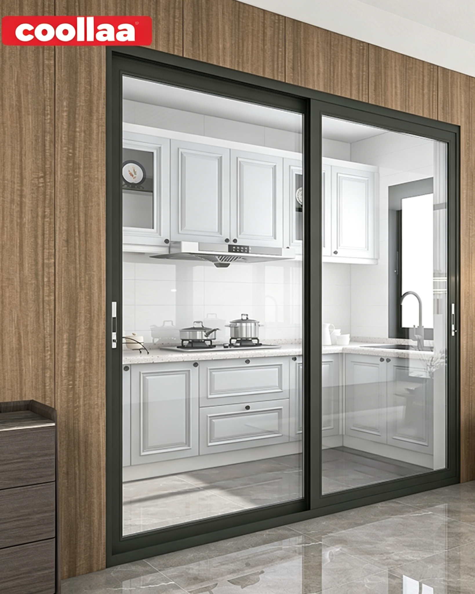 45 Series Customized Fashionable  Aluminum Wood Indoor Sliding Doors,  Suitable for Families and Hotels
