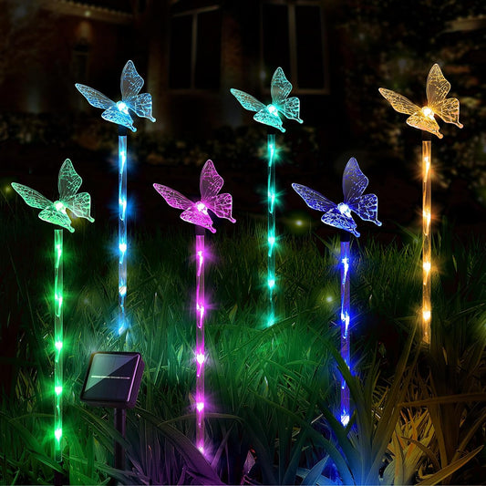 Butterfly Shape Solar Lights Garden Decorative Outdoor LED Stake Lighting For Yard Solar Powered,Plastic H 27"