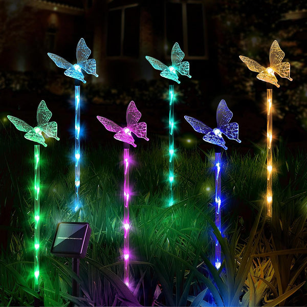 Butterfly Shape Solar Lights Garden Decorative Outdoor LED Stake Lighting For Yard Solar Powered,Plastic H 27