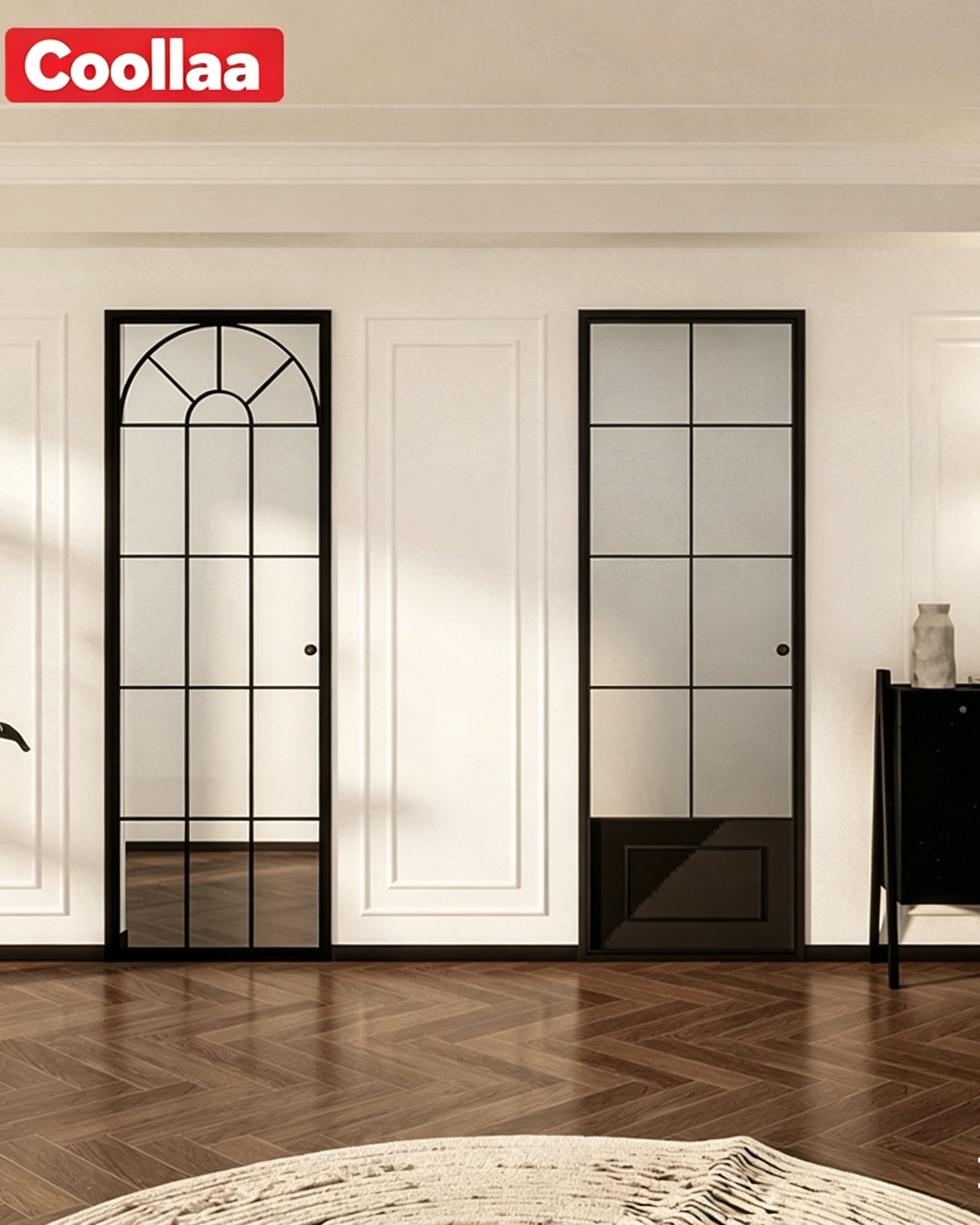 Elegant French Vintage Glass Door with  Aluminum Frame