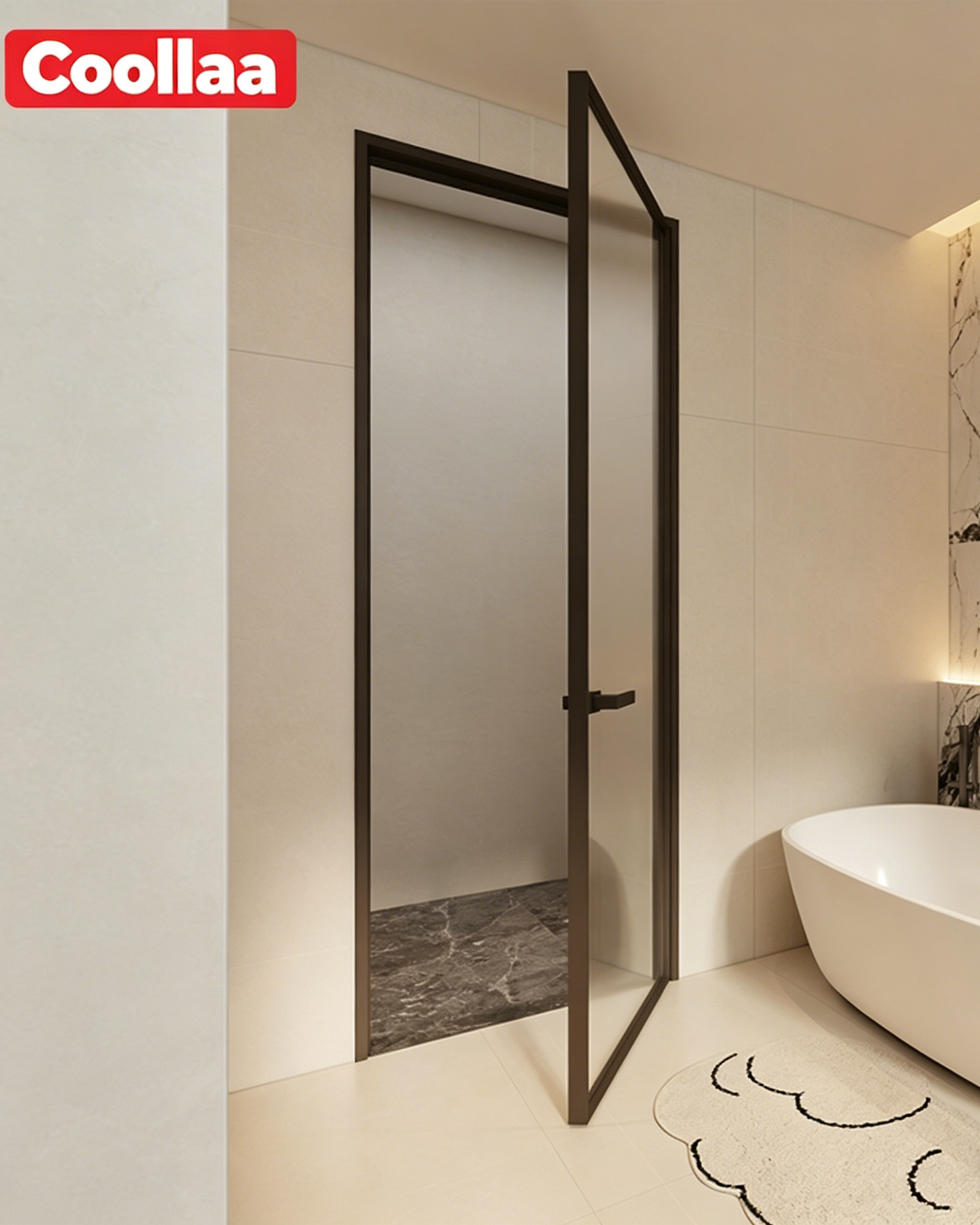 Aluminum glass minimalist style  bathroom swing door