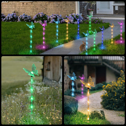 Butterfly Shape Solar Lights Garden Decorative Outdoor LED Stake Lighting For Yard Solar Powered,Plastic H 27"