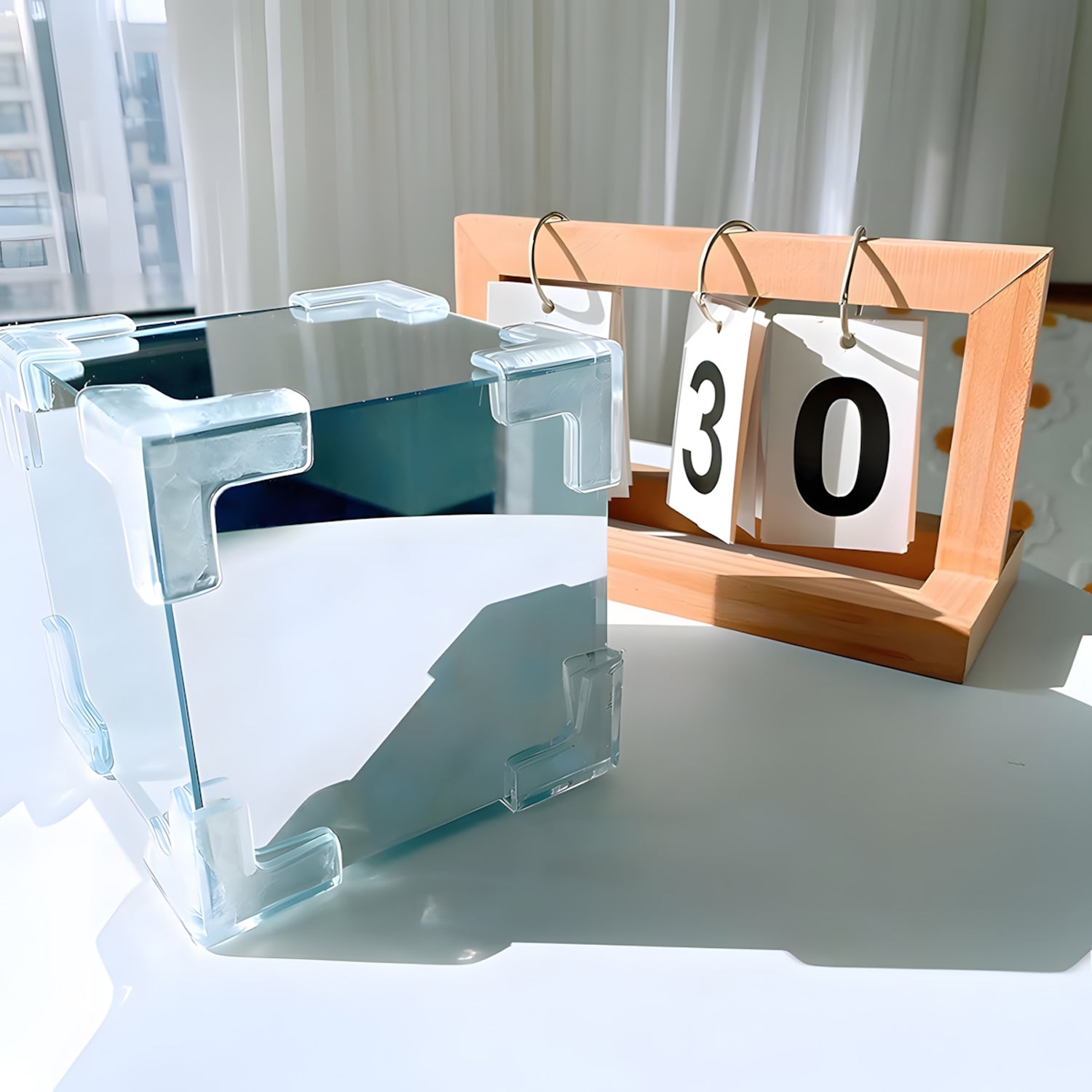 Tulip Cube Lamp, DIY Flowers Tulip Lamp, Cube Flower Night Light, Handmade Square Mirror Tulips Table Lamp Desktop Decoration