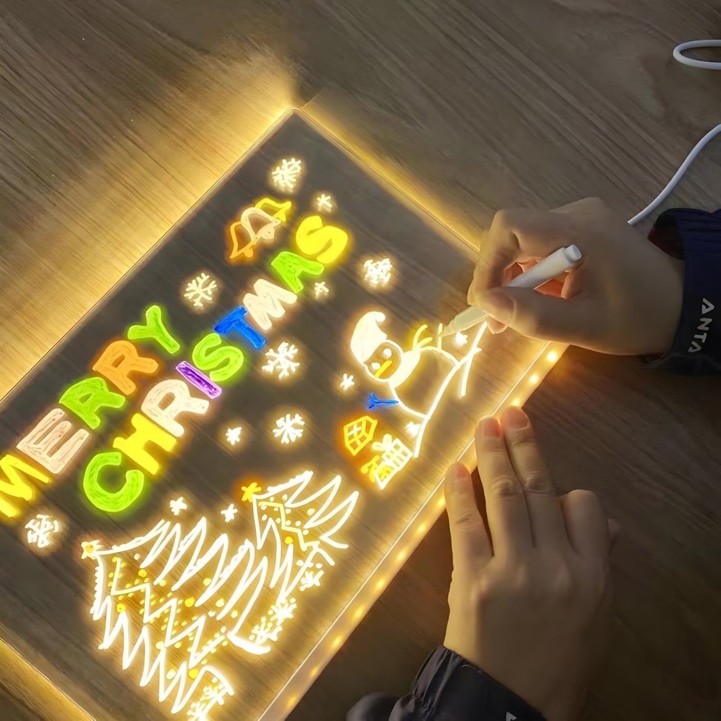 LED Note Board with Colors, Glowing Acrylic Message Marker Board, Light up Acrylic Dry Erase Board with Light Glowing Acrylic Marker Board with Bracket