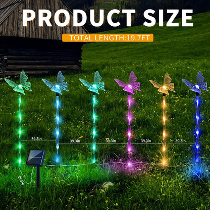 Butterfly Shape Solar Lights Garden Decorative Outdoor LED Stake Lighting For Yard Solar Powered,Plastic H 27"