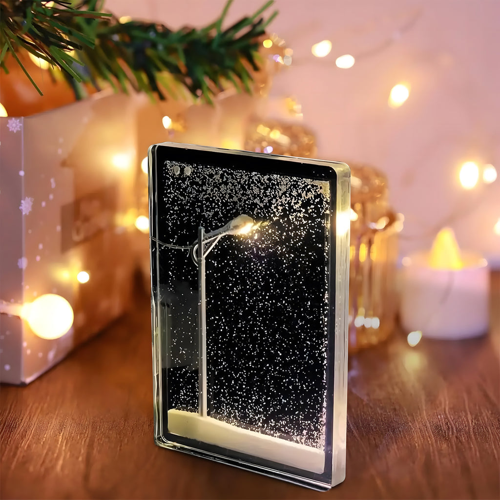 Snow Scenery Street Lamp, DIY Street Light Snow Globe, Snowy Lamp Snowy Lamp DIY Material Pack, Street Flowing Lamp Snow Flowing Night Light, Christmas Snowy Streetlamp Light