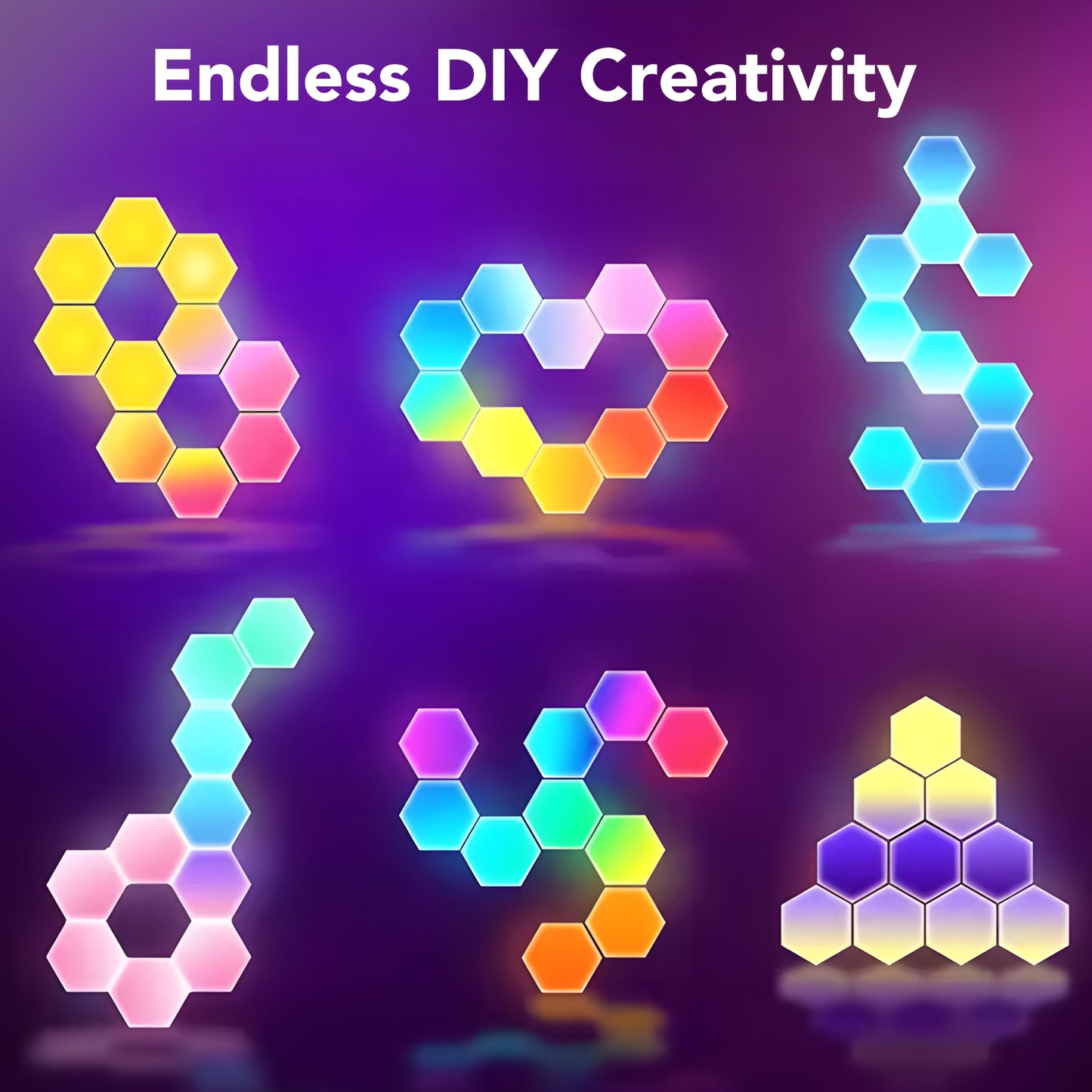 12 Pack  Smart RGB Hexagon LED Lights