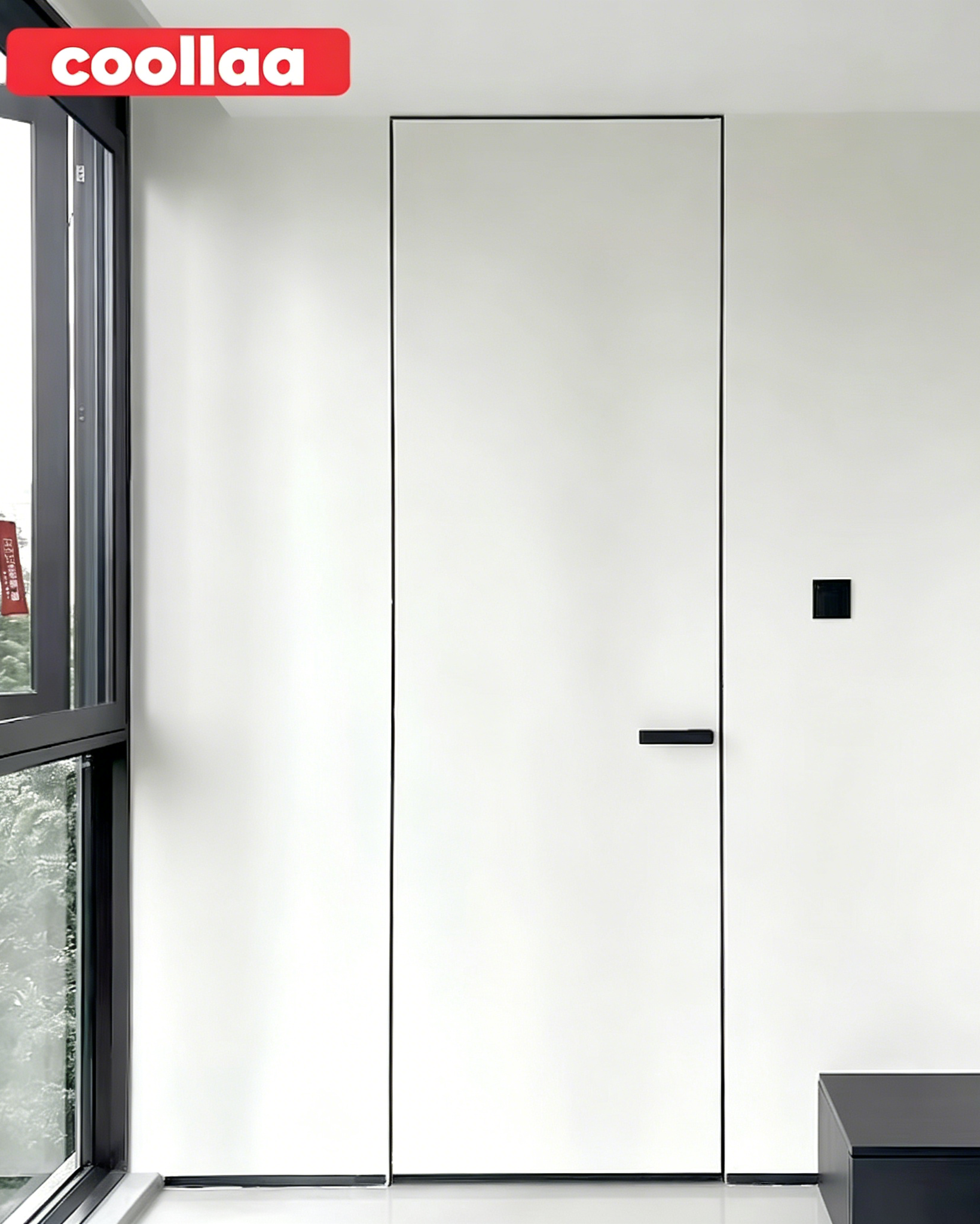 Customized Smooth Flat Wall Design with  Silent Aluminum Wood Coating Door