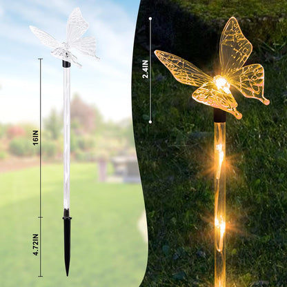 Butterfly Shape Solar Lights Garden Decorative Outdoor LED Stake Lighting For Yard Solar Powered,Plastic H 27"