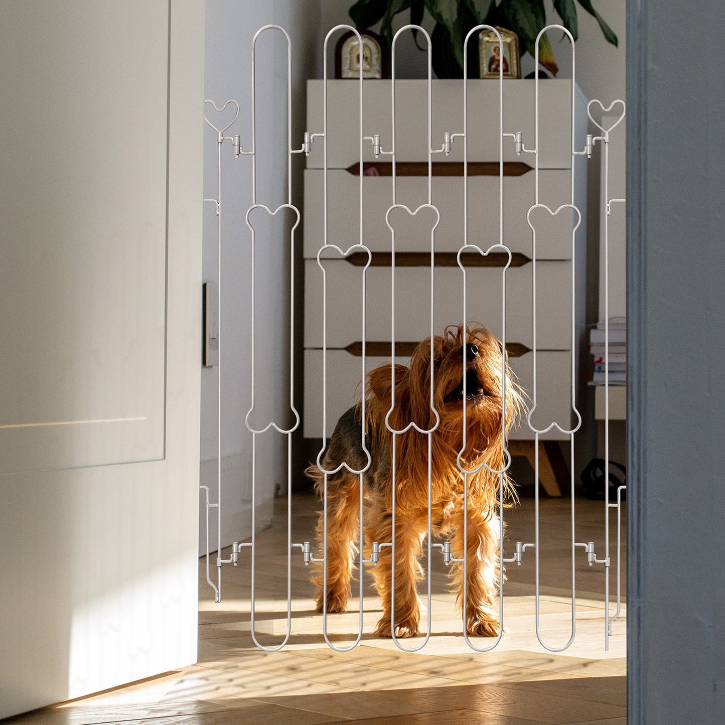 Donachi Dog Gate - Premium Safety Pet Barrier for Home and Outdoor Use-Silver