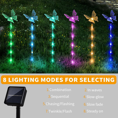 Butterfly Shape Solar Lights Garden Decorative Outdoor LED Stake Lighting For Yard Solar Powered,Plastic H 27"