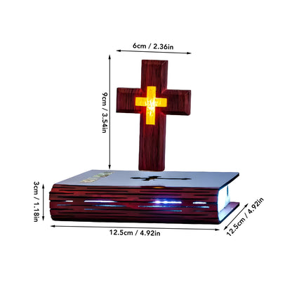 Handmade Levitating Cross, Magnetic Floating Cross Holy Bible Lamp, TikTok Viral Spinning 3D Jesus Cross Night Lights, Creative Christian Gifts Religious Desk Home Office Decor Bible Decorations