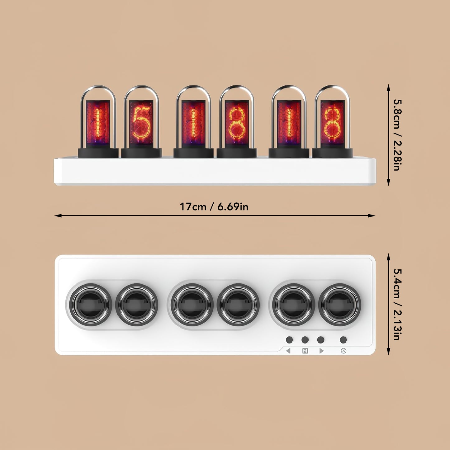 Nixie Tube Clock Glow Tube Clock IPS Color Screen Digital Clock with 6 Sets of Alarm Clocks, 7 Modes, 12 Customized Pictures, Web Control