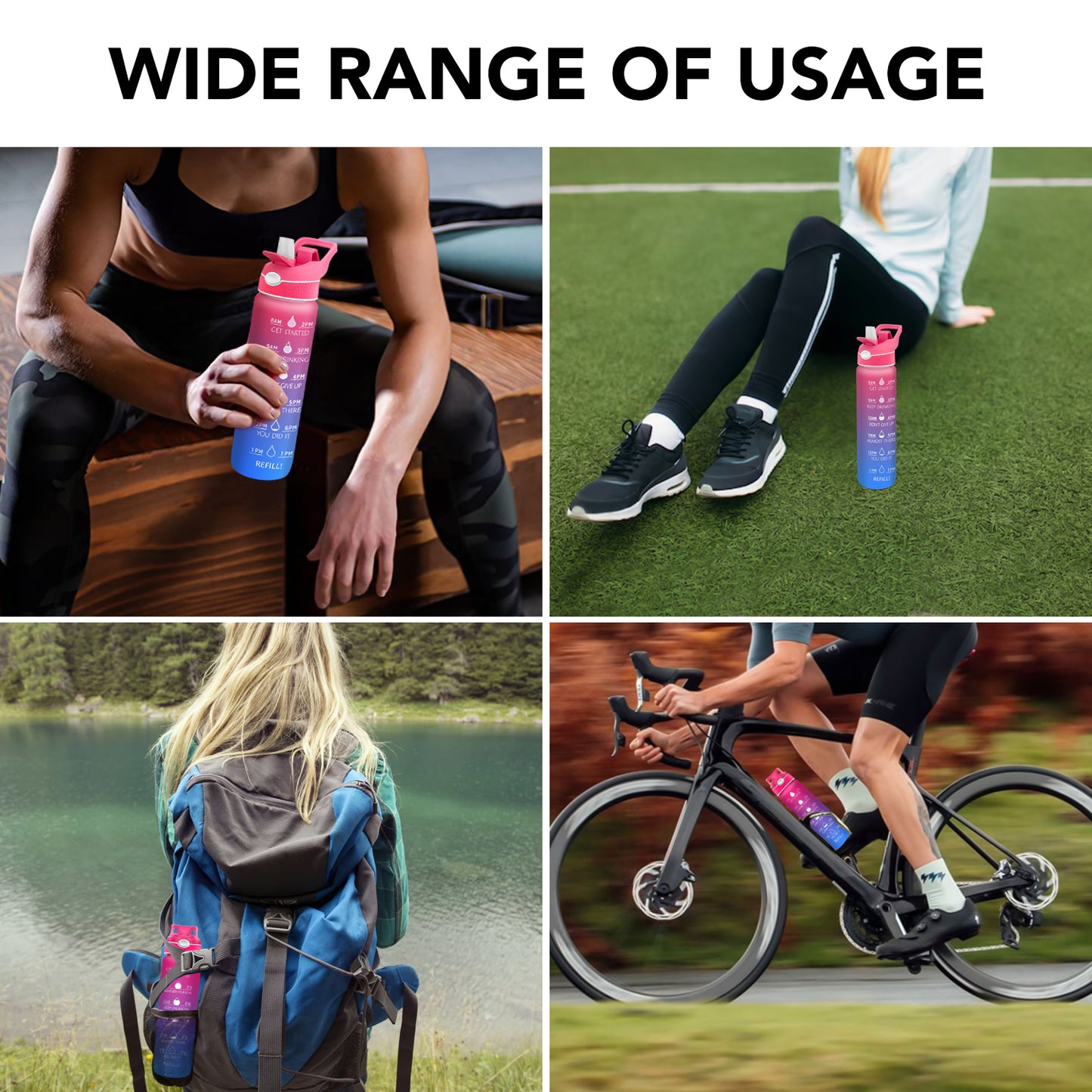 2 in 1  Pink Purple Misting Sport Water Bottle