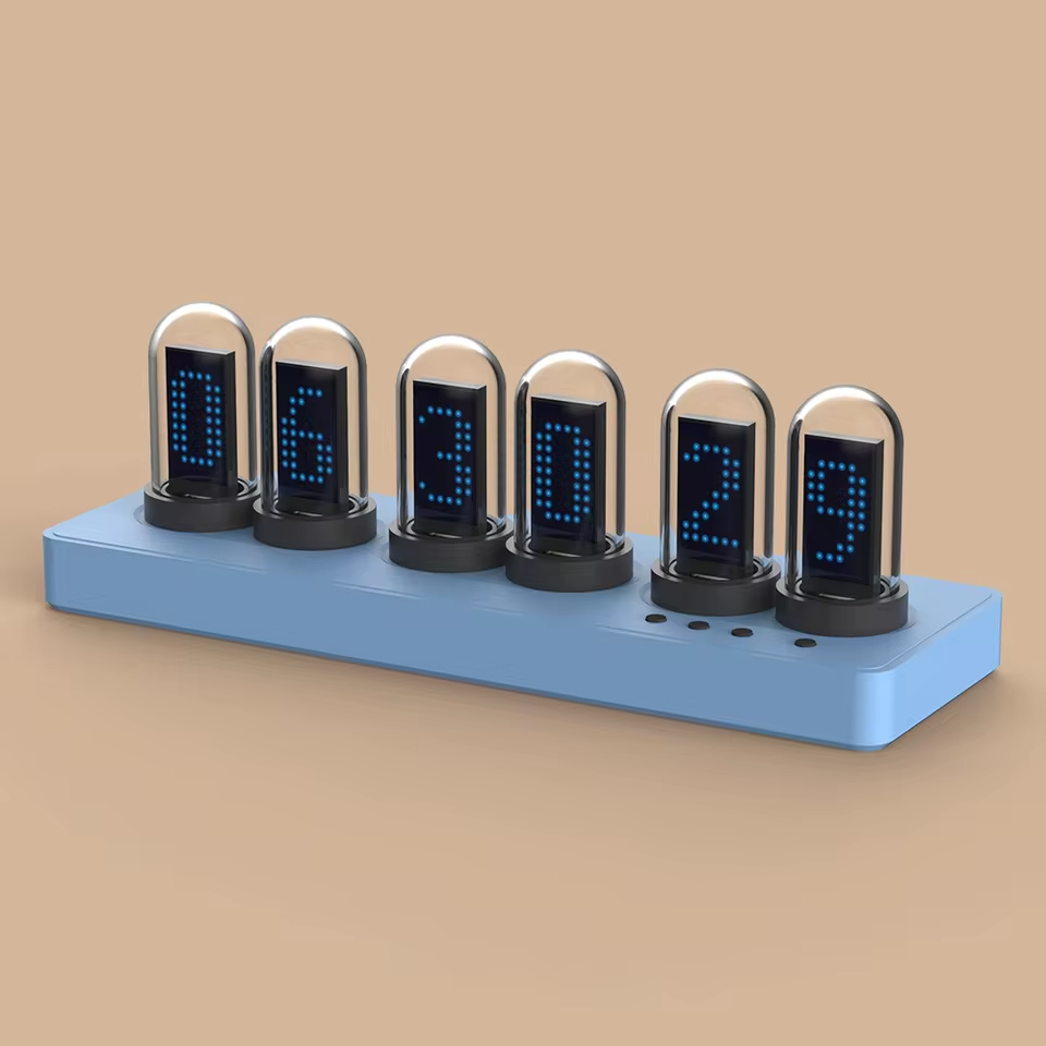 Nixie Tube Clock Glow Tube Clock IPS Color Screen Digital Clock with 6 Sets of Alarm Clocks, 7 Modes, 12 Customized Pictures, Web Control