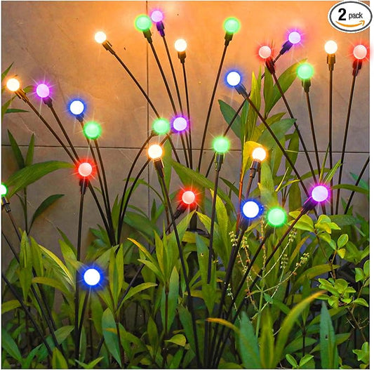 8/10 LED Solar Garden Lights Metal+Plastic Outdoor Solar Powered Firefly Shape Lights H 27"